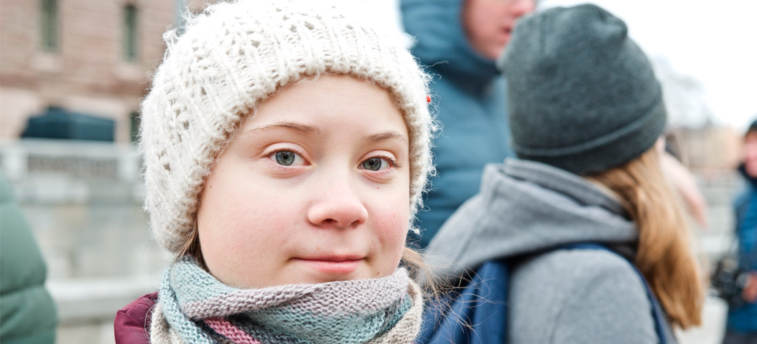 Primer plano de Greta Thunberg